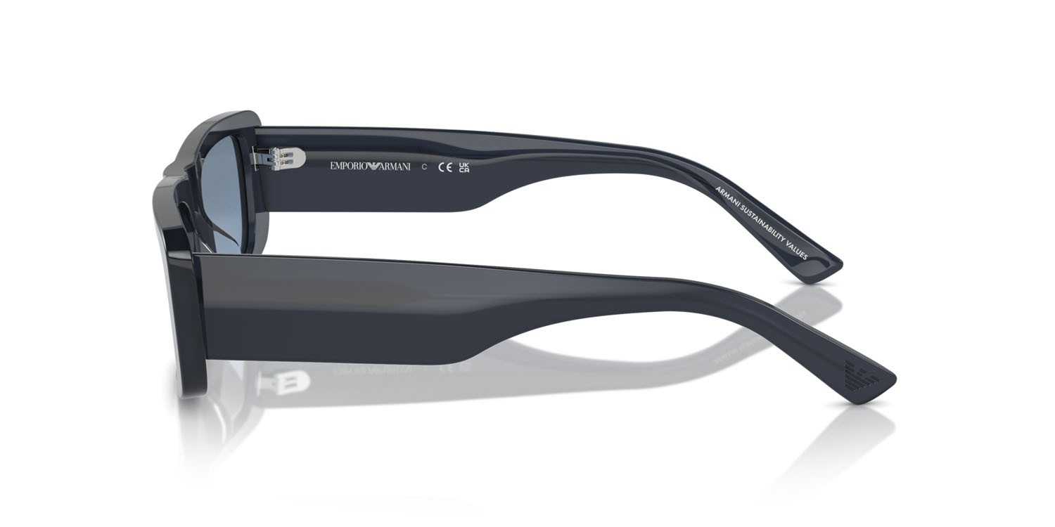 Sonnenbrillen Emporio Armani EA 4229U (6120AM) farbe blu opalino form rechteckig gläser striato blu
