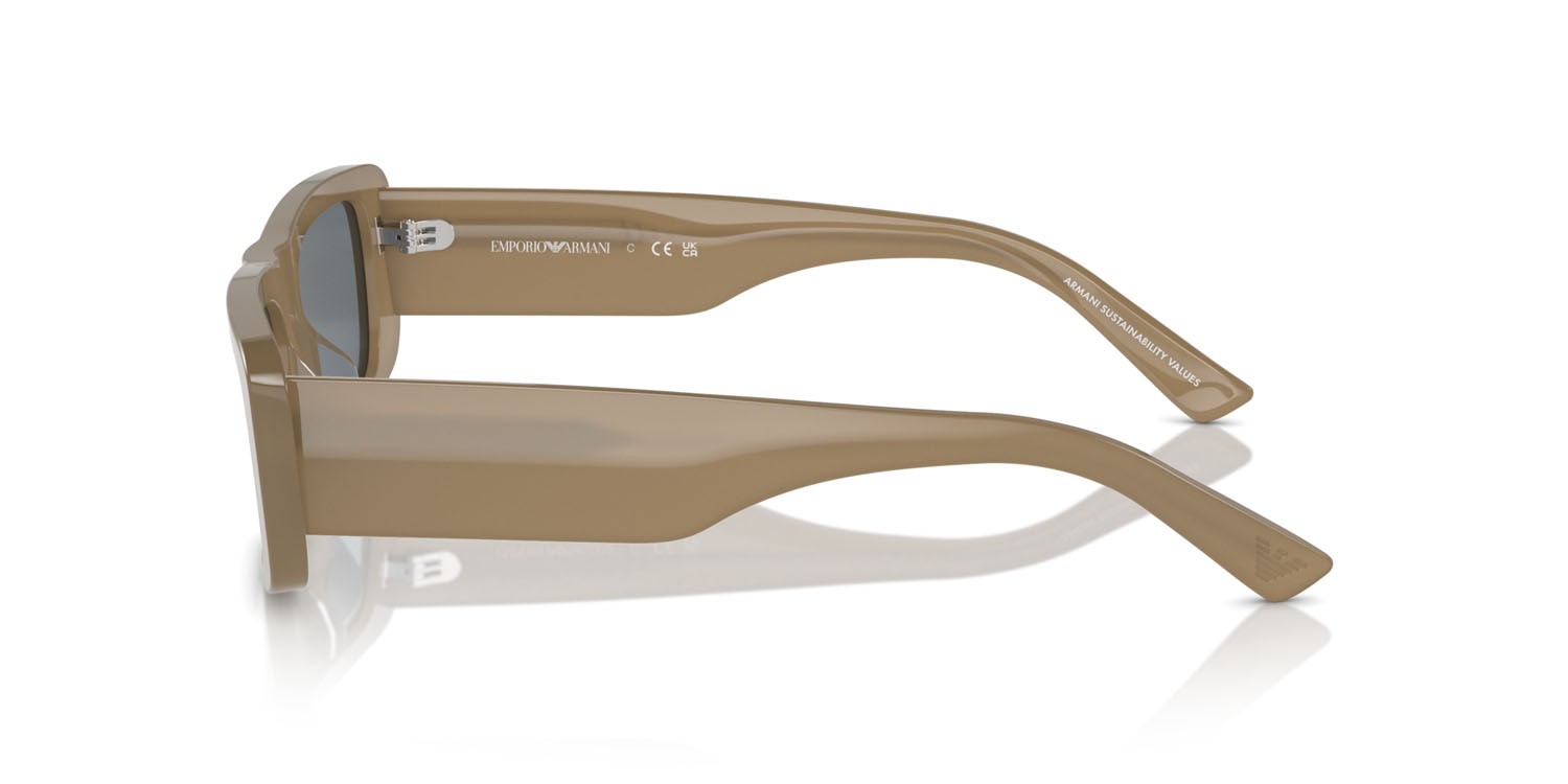 Occhiali da sole Emporio Armani EA 4229U (6121TO) colore opaline dark mud forma rettangolare lenti stampa leopardo