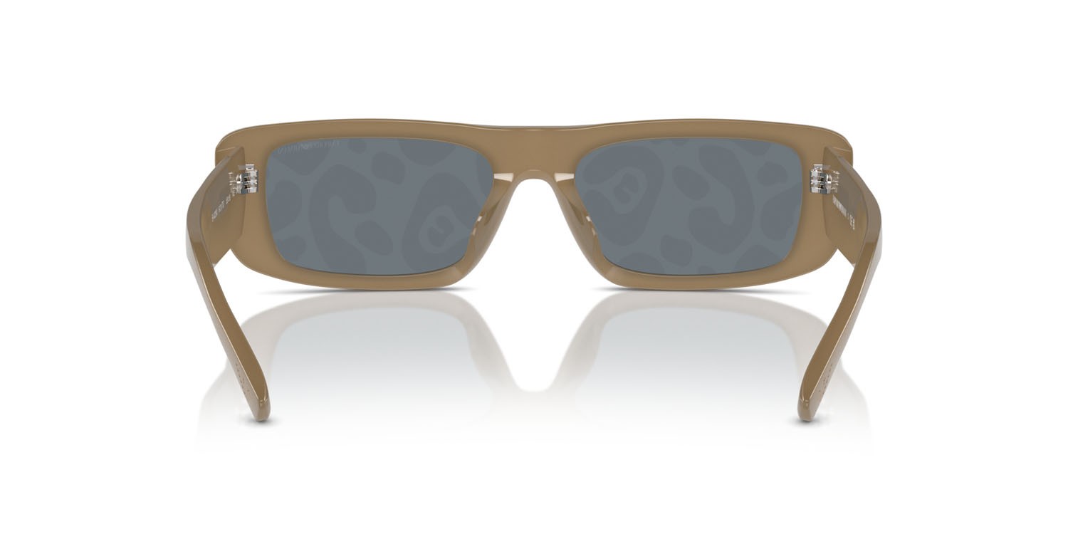 Occhiali da sole Emporio Armani EA 4229U (6121TO) colore opaline dark mud forma rettangolare lenti stampa leopardo