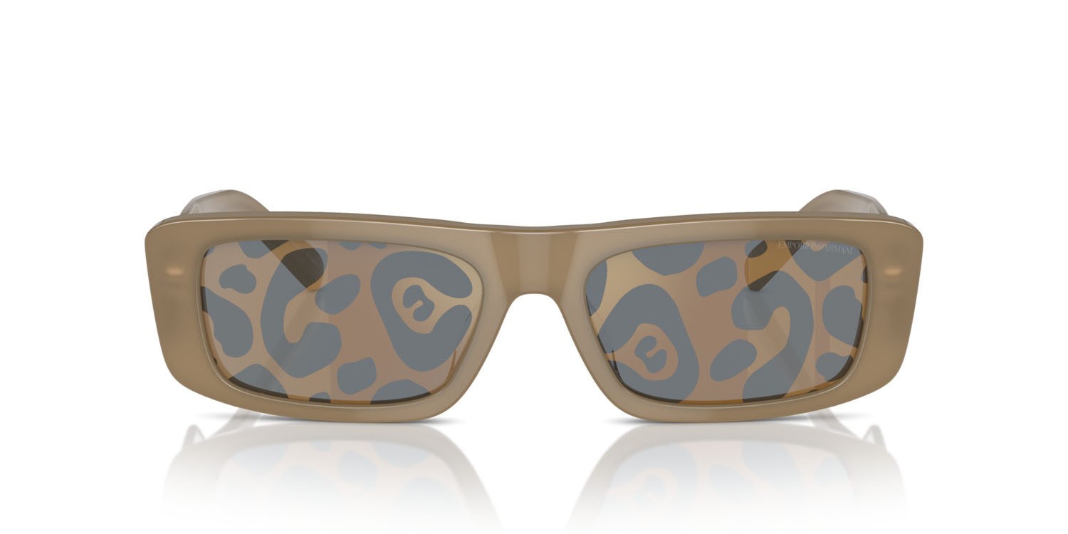 Occhiali da sole Emporio Armani EA 4229U (6121TO) colore opaline dark mud forma rettangolare lenti stampa leopardo