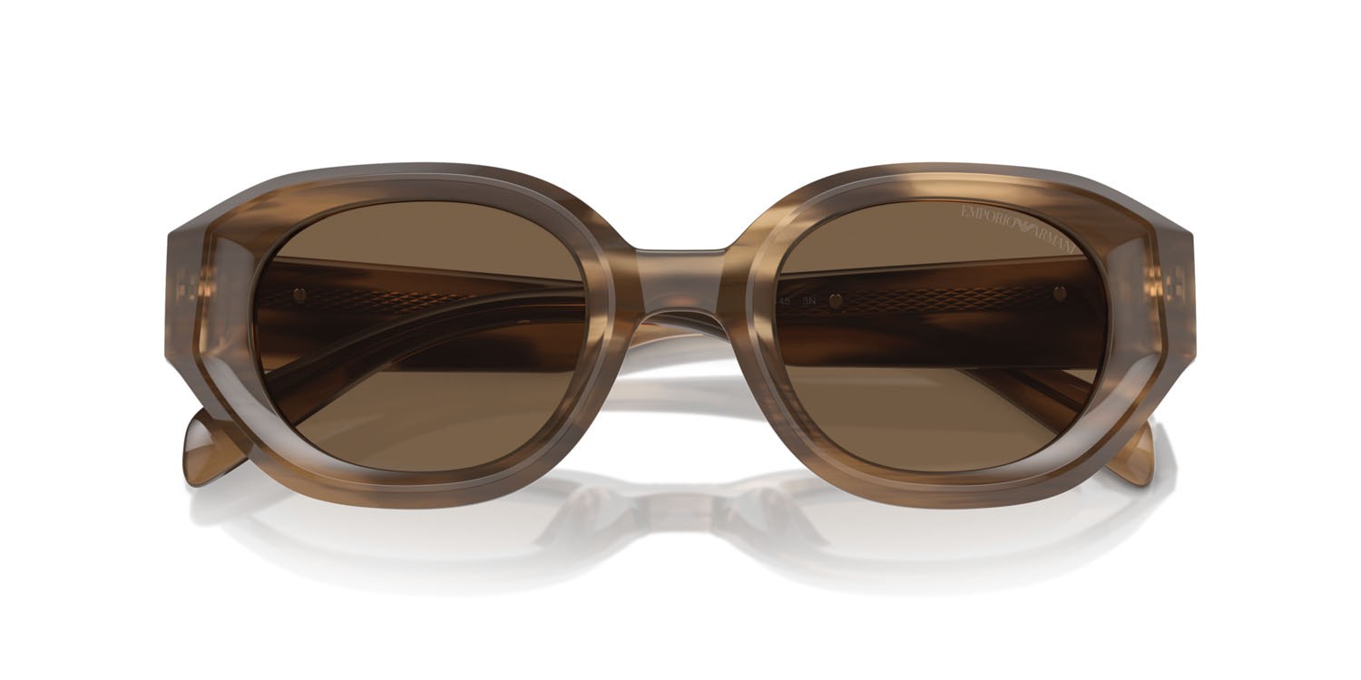 Occhiali da sole Emporio Armani EA 4230U (614973) colore marrone brillante striato forma irregolare lenti marrone scuro