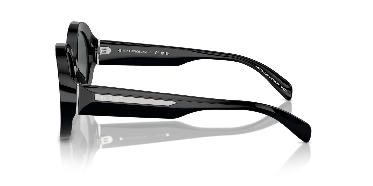 Sunglasses Emporio Armani EA 4231U (501787) color nero lucido shape oval lenses grigio scuro