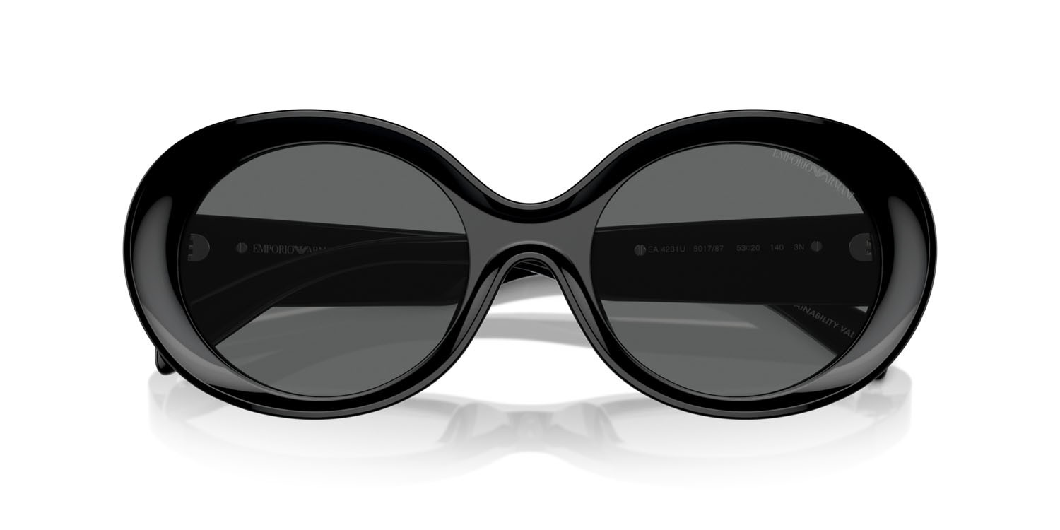 Sunglasses Emporio Armani EA 4231U (501787) color nero lucido shape oval lenses grigio scuro