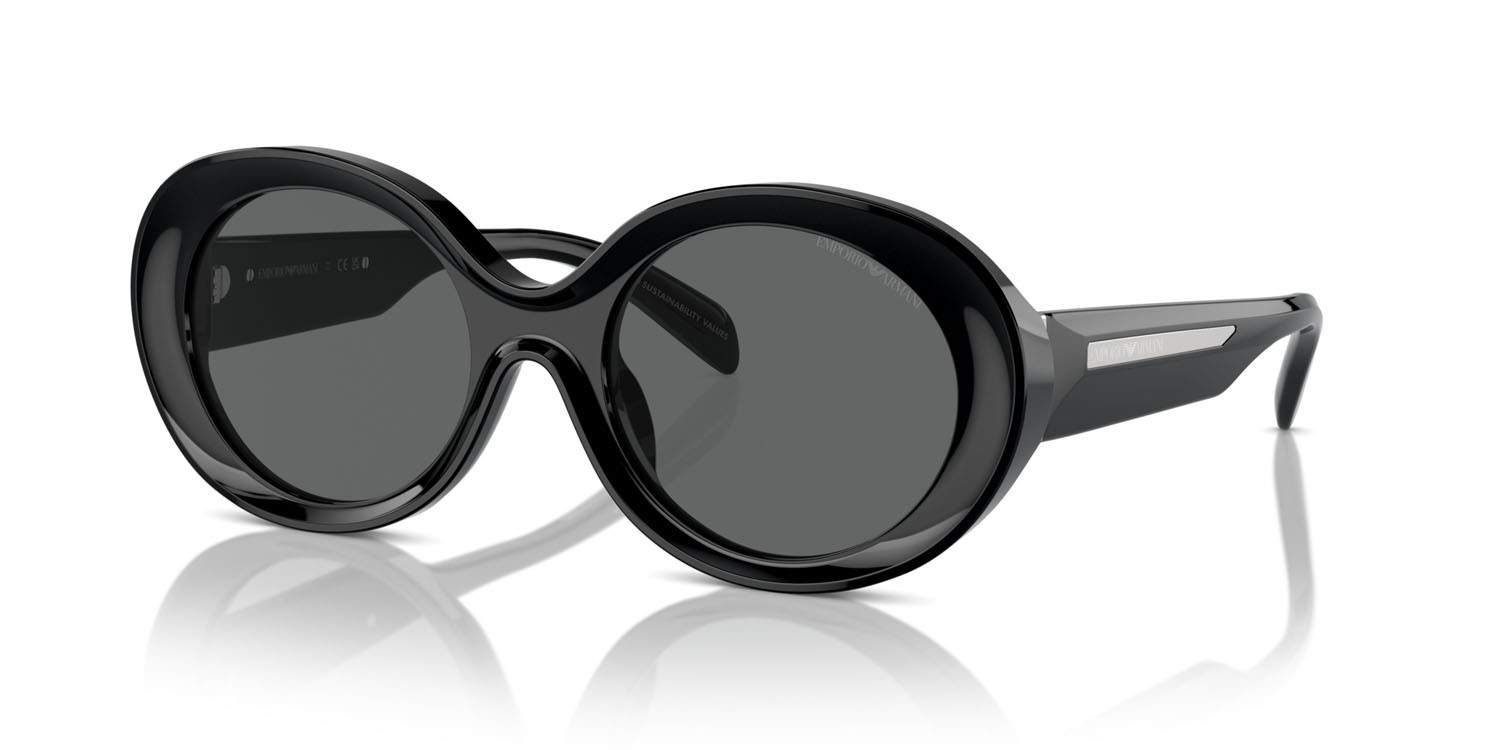 Sunglasses Emporio Armani EA 4231U (501787) color nero lucido shape oval lenses grigio scuro