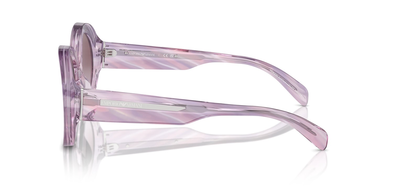 Sunglasses Emporio Armani EA 4231U (61558H) color striato rosa shape oval lenses violetto sfumato