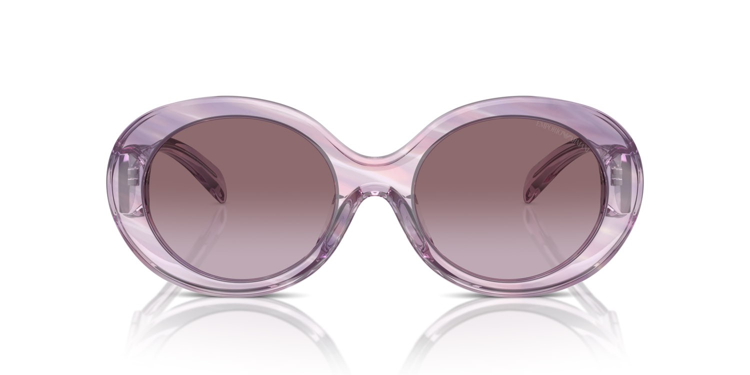 Sunglasses Emporio Armani EA 4231U (61558H) color striato rosa shape oval lenses violetto sfumato