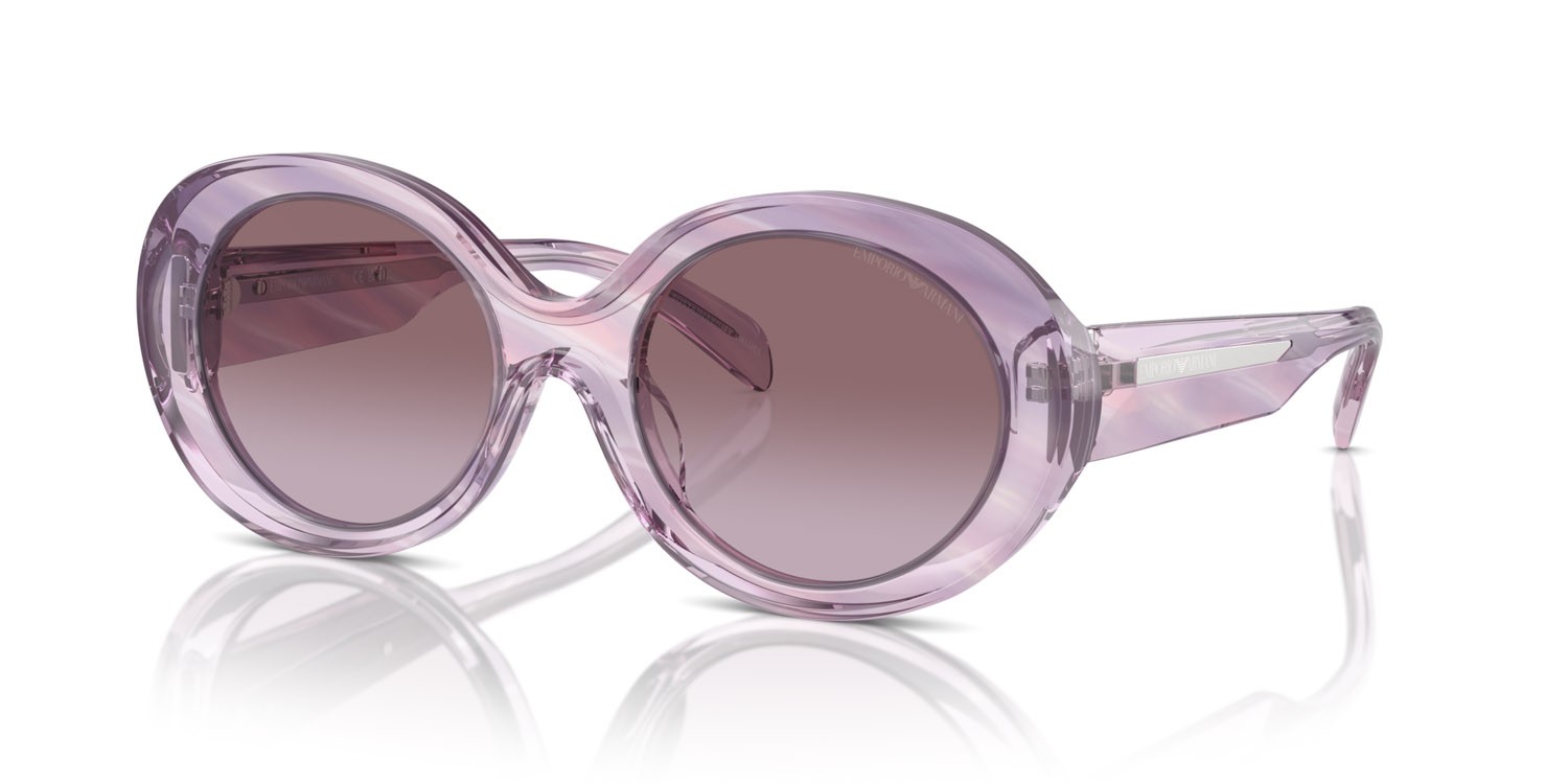 Sunglasses Emporio Armani EA 4231U (61558H) color striato rosa shape oval lenses violetto sfumato