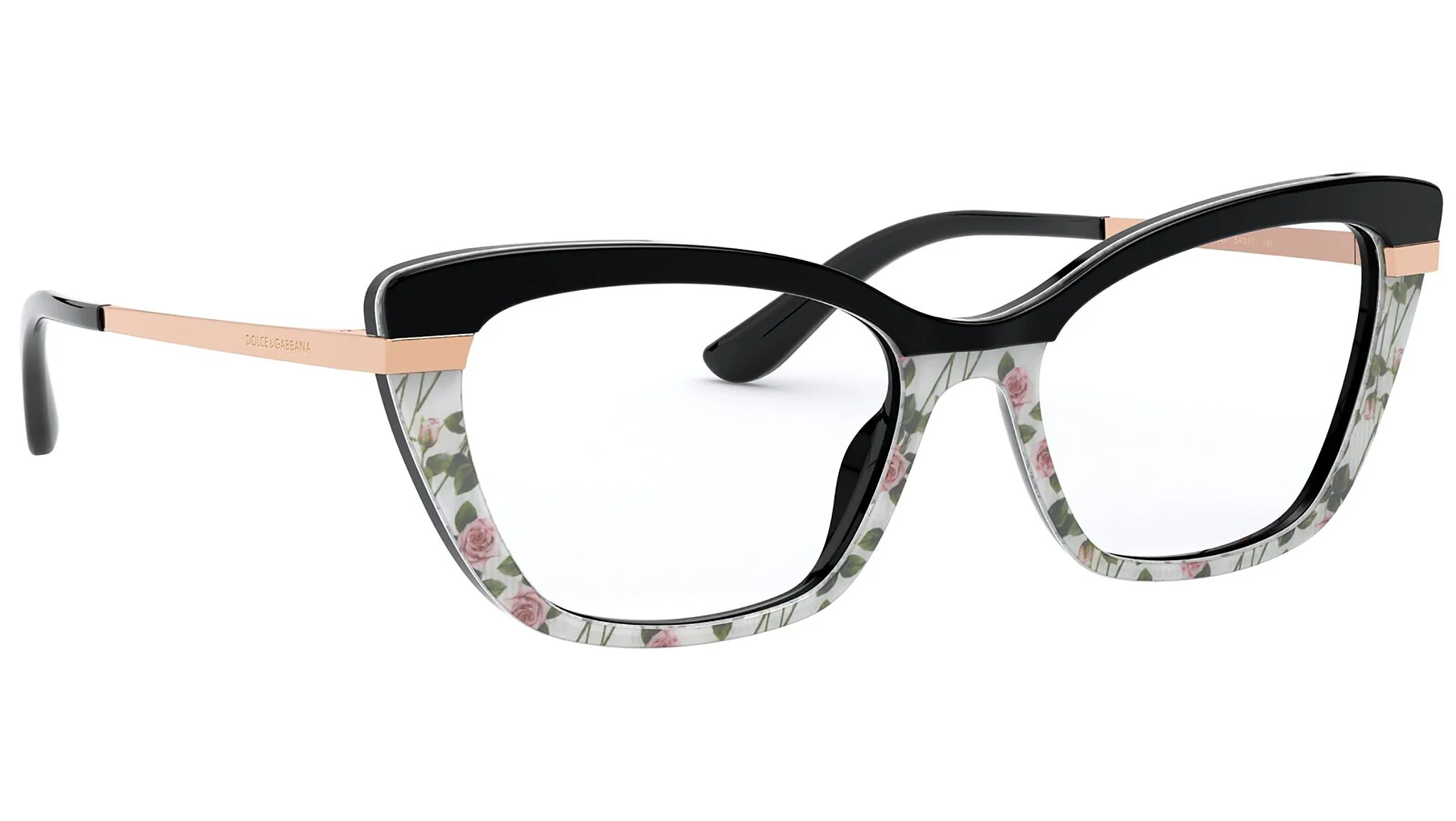 Brillen Dolce & Gabbana DG 3325 3250 farbe nero su rosa stampa nera gläser demo lens