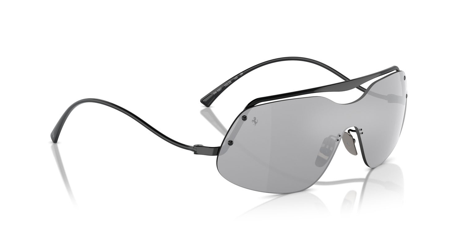 Occhiali da sole Ferrari FH 1007 (102/Z6) colore nero forma rettangolare lenti argento a specchio