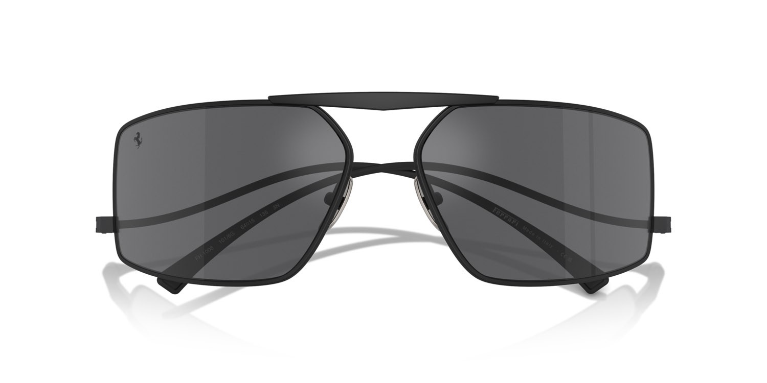 Occhiali da sole Ferrari FH 1008 (101/6G) colore nero opaco forma rettangolare lenti argento a specchio