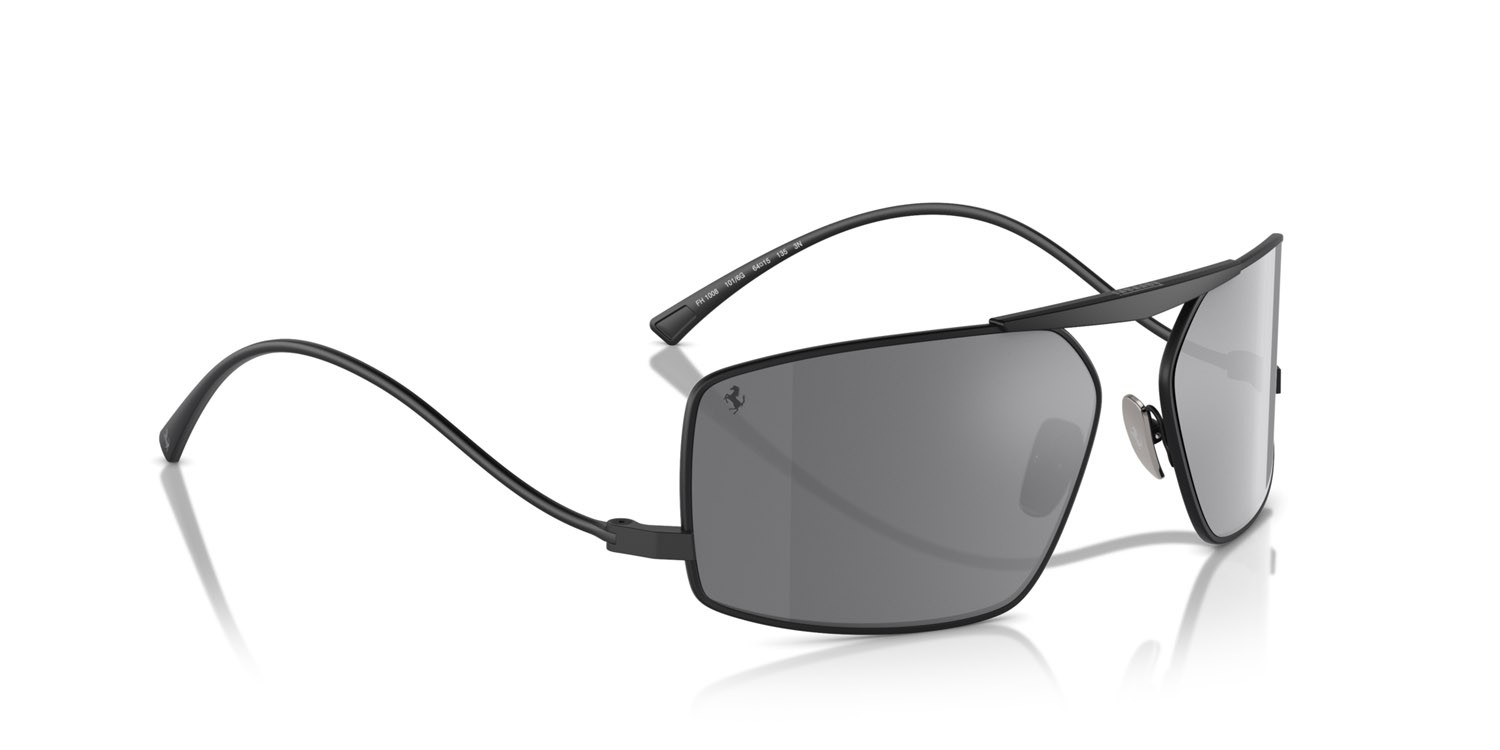 Occhiali da sole Ferrari FH 1008 (101/6G) colore nero opaco forma rettangolare lenti argento a specchio