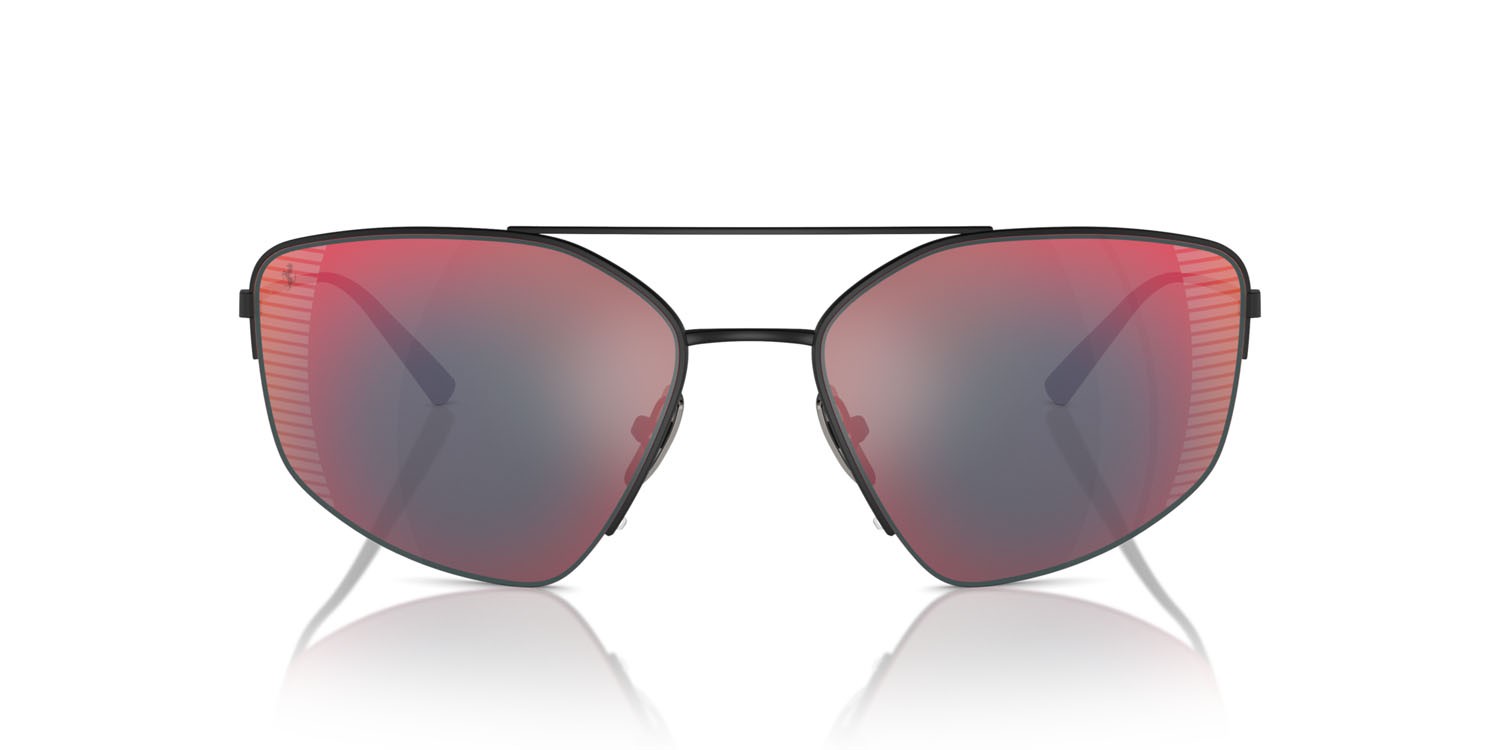 Occhiali da sole Ferrari FH 1009T (301/6P) colore nero opaco forma irregolare lenti rosso specchiato