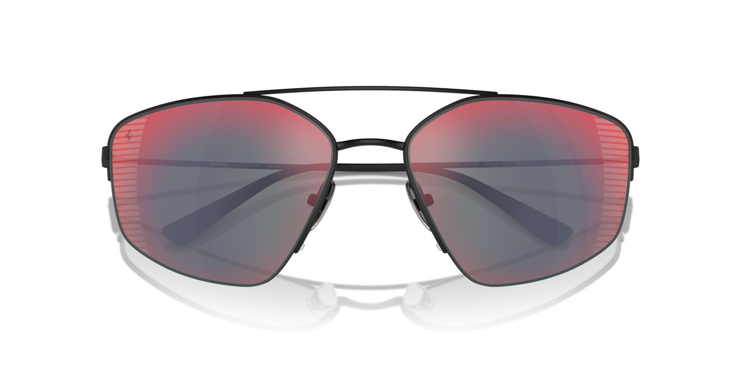Occhiali da sole Ferrari FH 1009T (301/6P) colore nero opaco forma irregolare lenti rosso specchiato