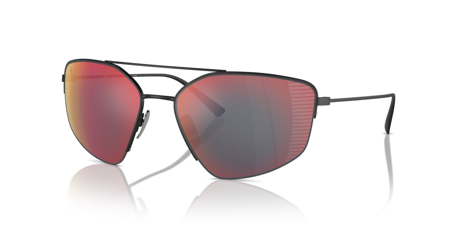 Occhiali da sole Ferrari FH 1009T (301/6P) colore nero opaco forma irregolare lenti rosso specchiato