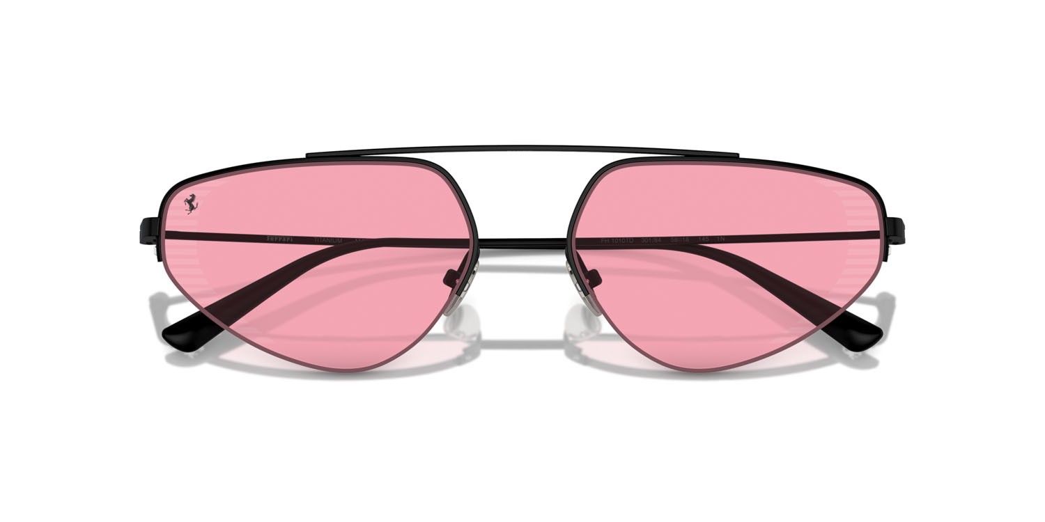 Occhiali da sole Ferrari FH 1010TD (301/84) colore nero opaco forma irregolare lenti rosa