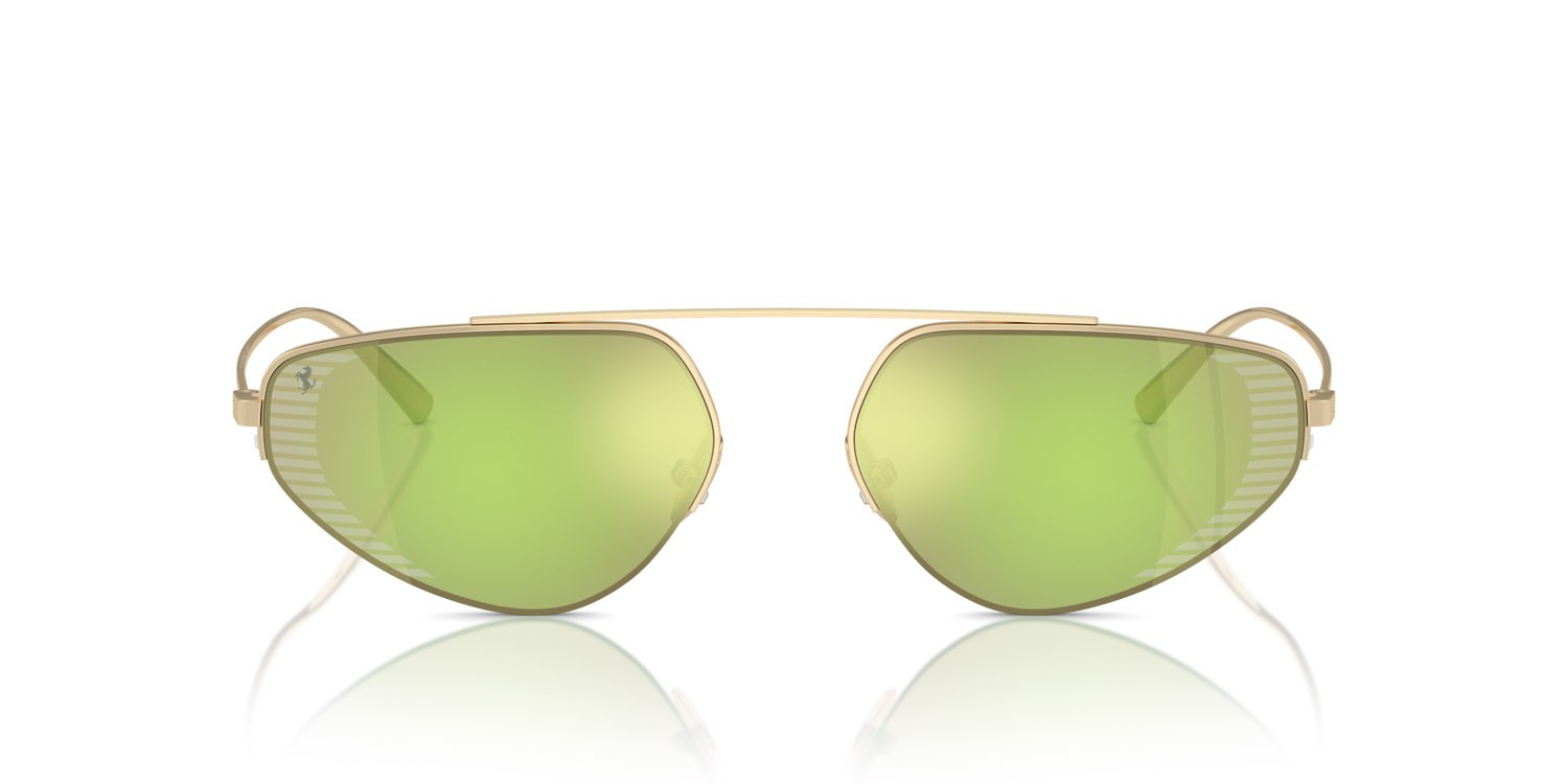 Occhiali da sole Ferrari FH 1010TD (302/8N) colore oro pallido forma irregolare lenti verde specchiato