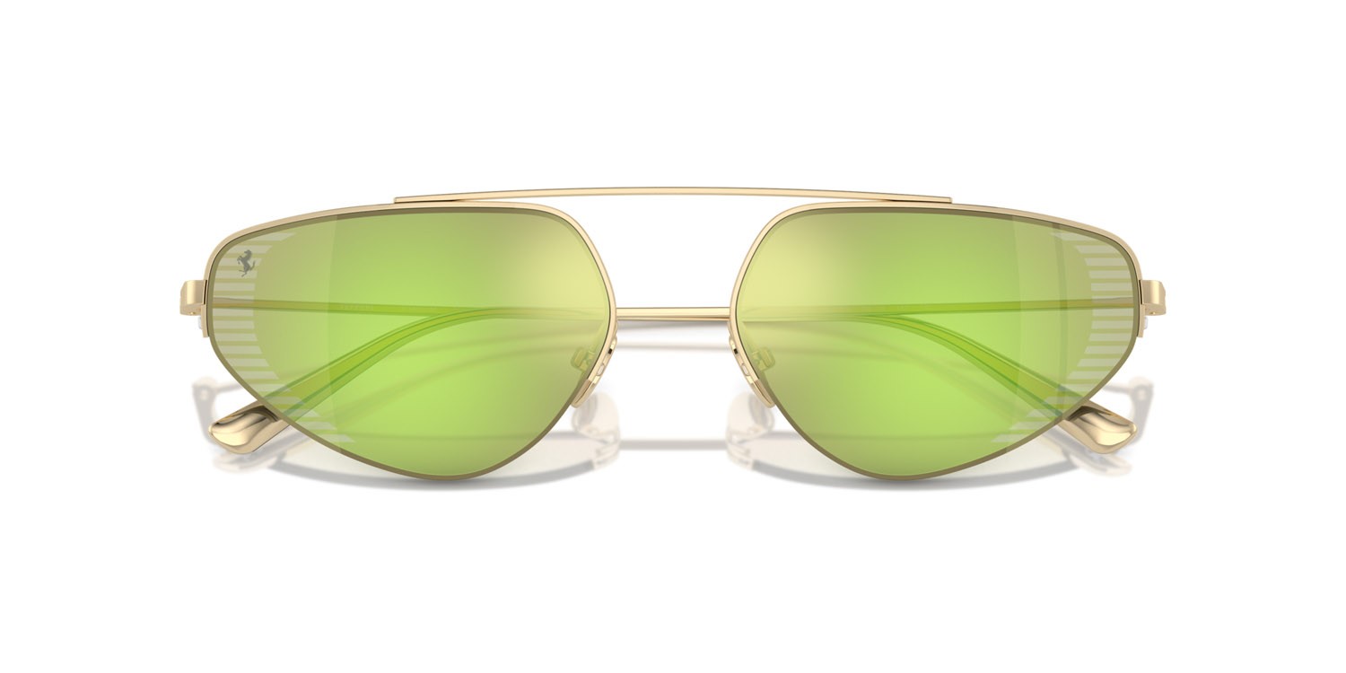Occhiali da sole Ferrari FH 1010TD (302/8N) colore oro pallido forma irregolare lenti verde specchiato