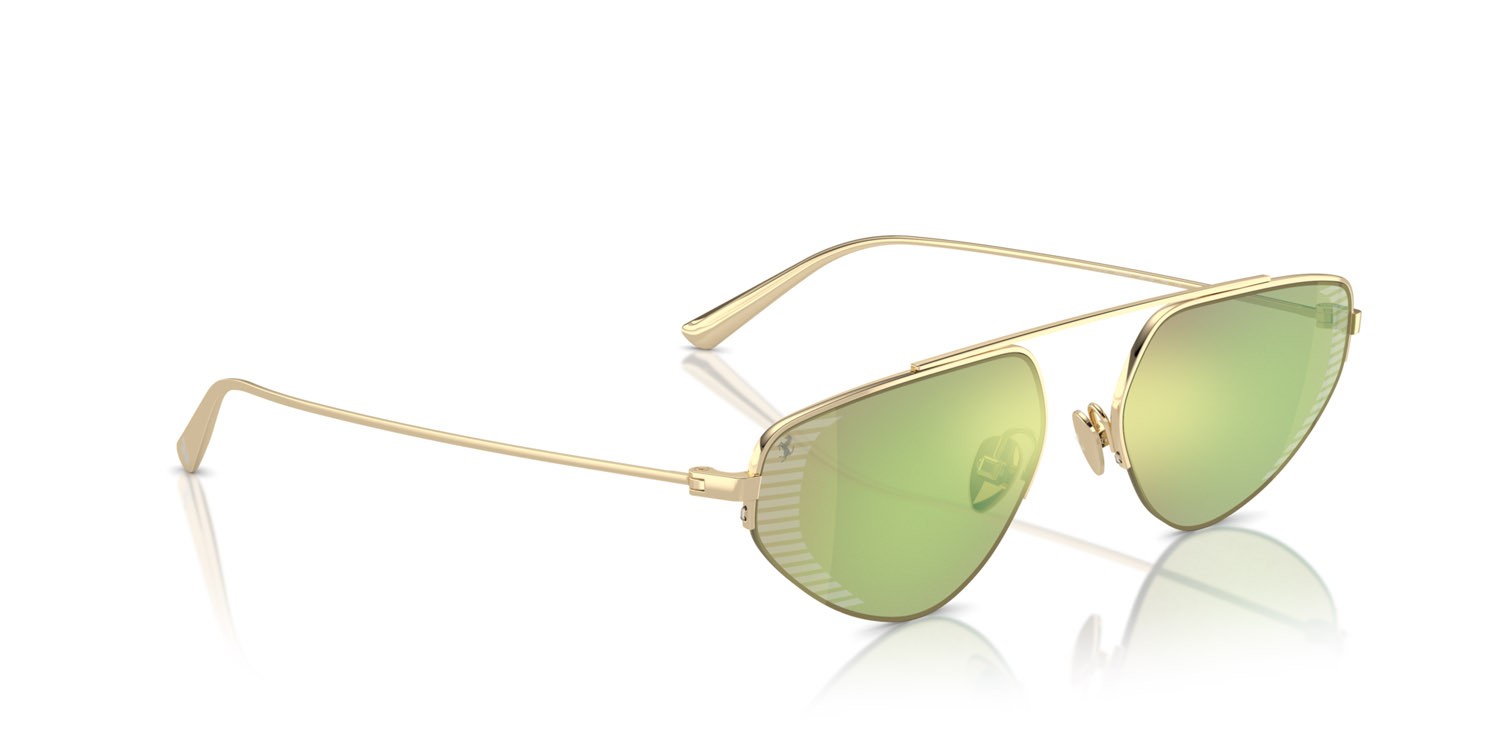 Occhiali da sole Ferrari FH 1010TD (302/8N) colore oro pallido forma irregolare lenti verde specchiato