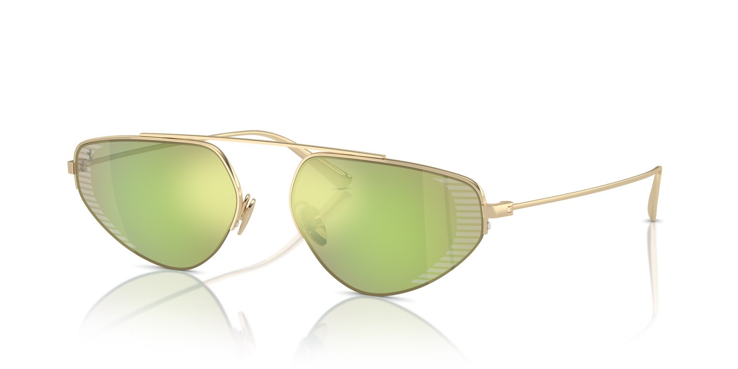 Occhiali da sole Ferrari FH 1010TD (302/8N) colore oro pallido forma irregolare lenti verde specchiato