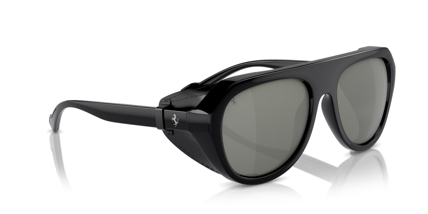 Occhiali da sole Ferrari FH 2002QU (501/5C) colore nero forma aviator lenti polarizzata argento a specchio