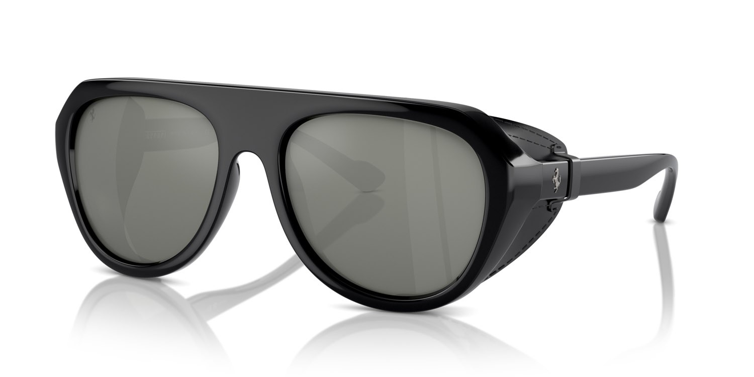 Occhiali da sole Ferrari FH 2002QU (501/5C) colore nero forma aviator lenti polarizzata argento a specchio