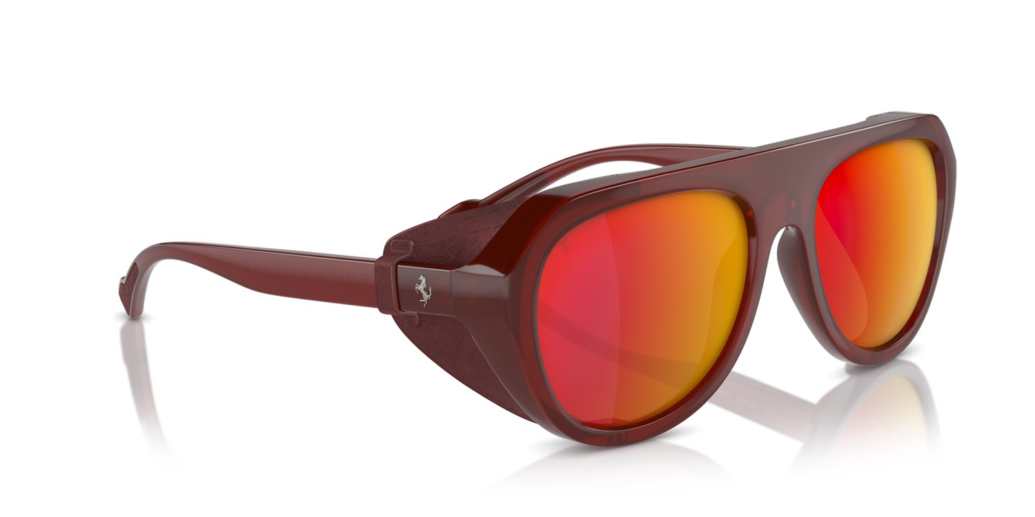 Occhiali da sole Ferrari FH 2002QU (502/4D) colore marrone trasparente forma aviator lenti mirror red polar