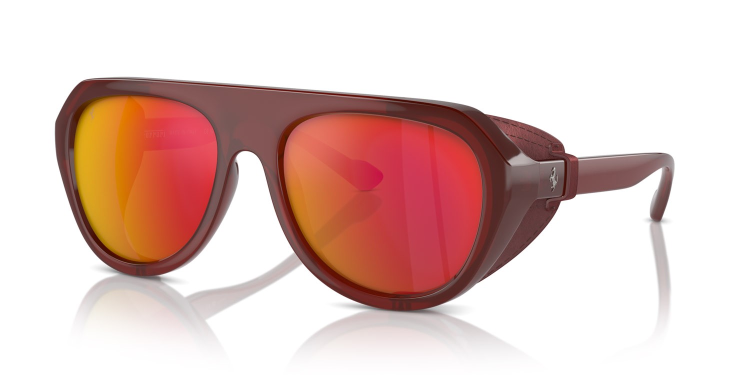Occhiali da sole Ferrari FH 2002QU (502/4D) colore marrone trasparente forma aviator lenti mirror red polar
