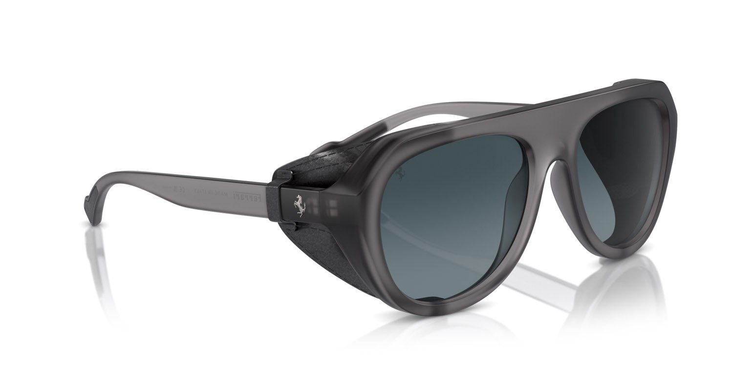 Occhiali da sole Ferrari FH 2002QU (503/S3) colore grigio opaco forma aviator lenti polarizzata blu sfumato