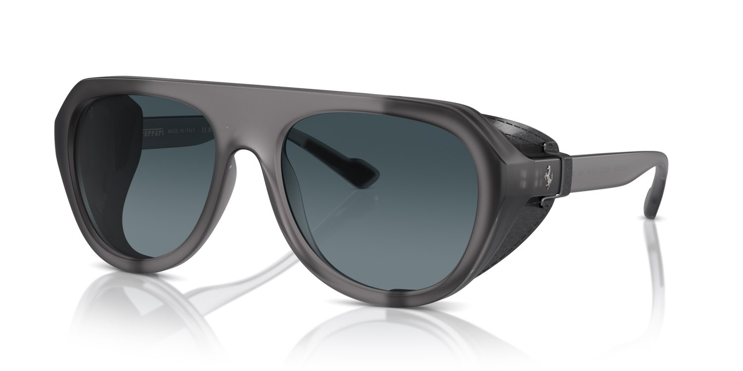 Occhiali da sole Ferrari FH 2002QU (503/S3) colore grigio opaco forma aviator lenti polarizzata blu sfumato