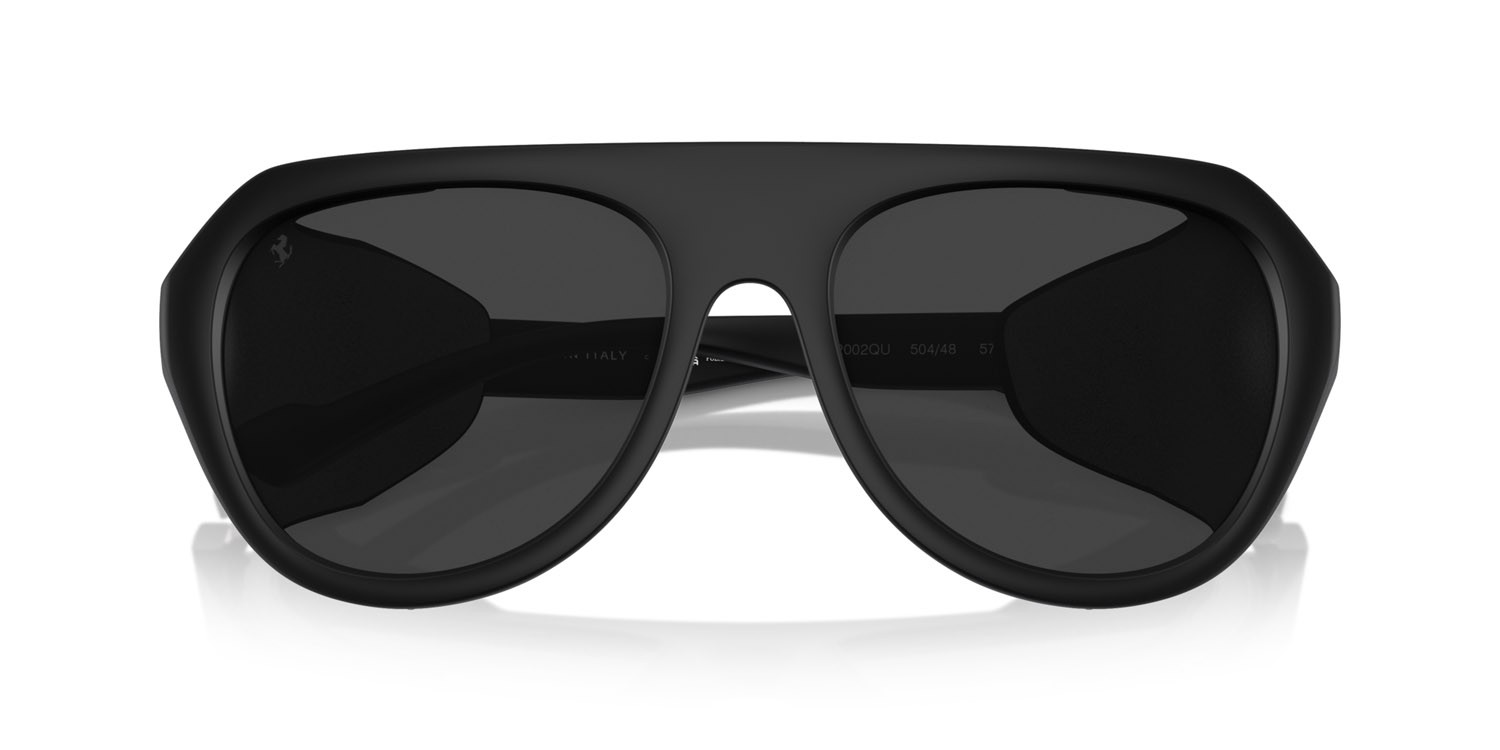 Occhiali da sole Ferrari FH 2002QU (504/48) colore nero opaco forma aviator lenti polarized grigia