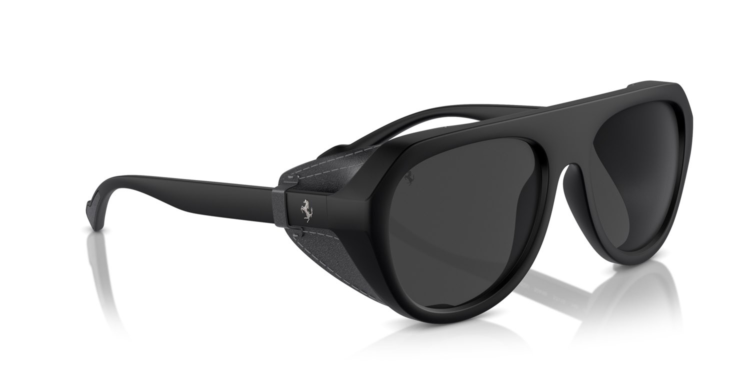 Occhiali da sole Ferrari FH 2002QU (504/48) colore nero opaco forma aviator lenti polarized grigia