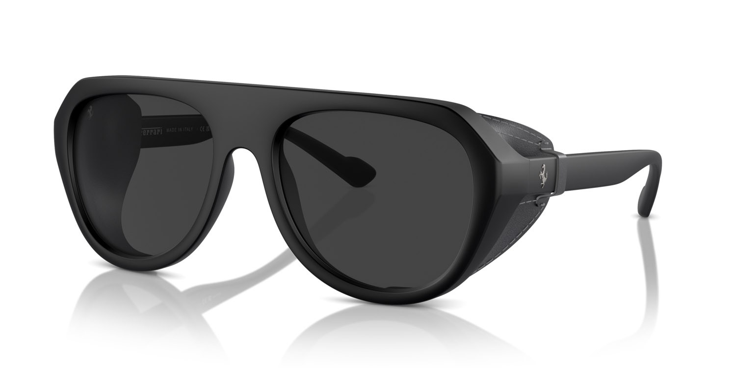 Occhiali da sole Ferrari FH 2002QU (504/48) colore nero opaco forma aviator lenti polarized grigia