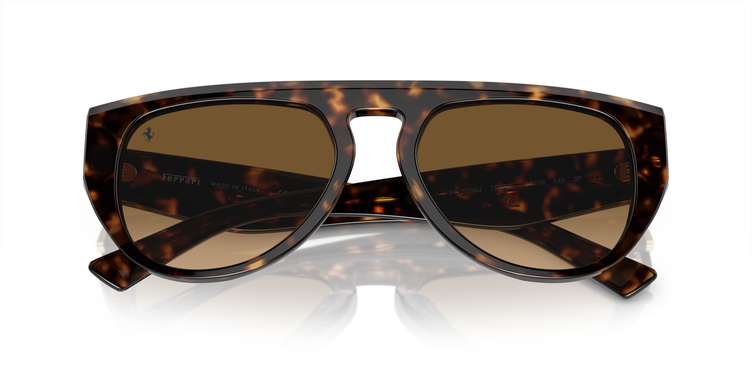 Occhiali da sole Ferrari FH 2005U (702/M2) colore havana forma aviator lenti polarized marrone sfumata