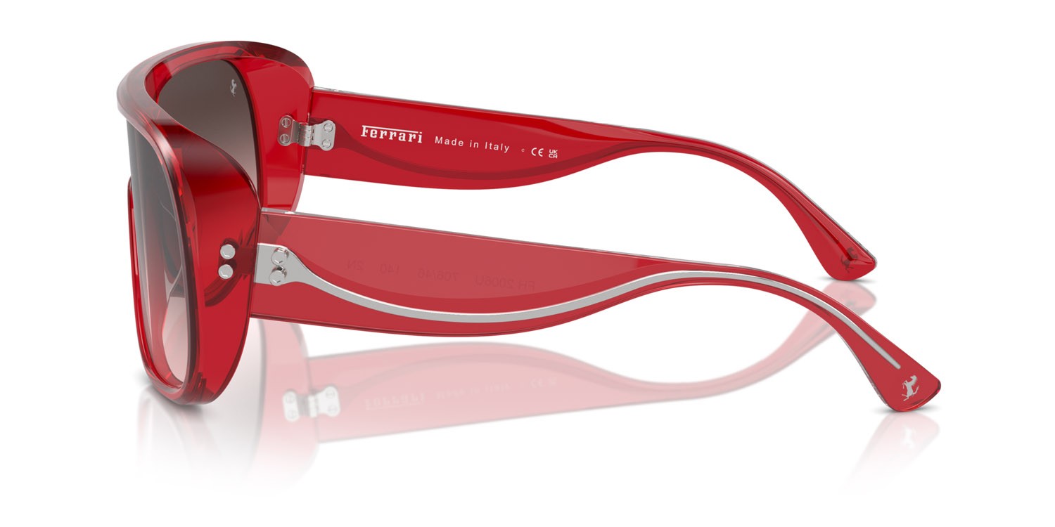 Occhiali da sole Ferrari FH 2006U (706/46) colore rosso trasparente forma rettangolare lenti rosa sfumato rosso