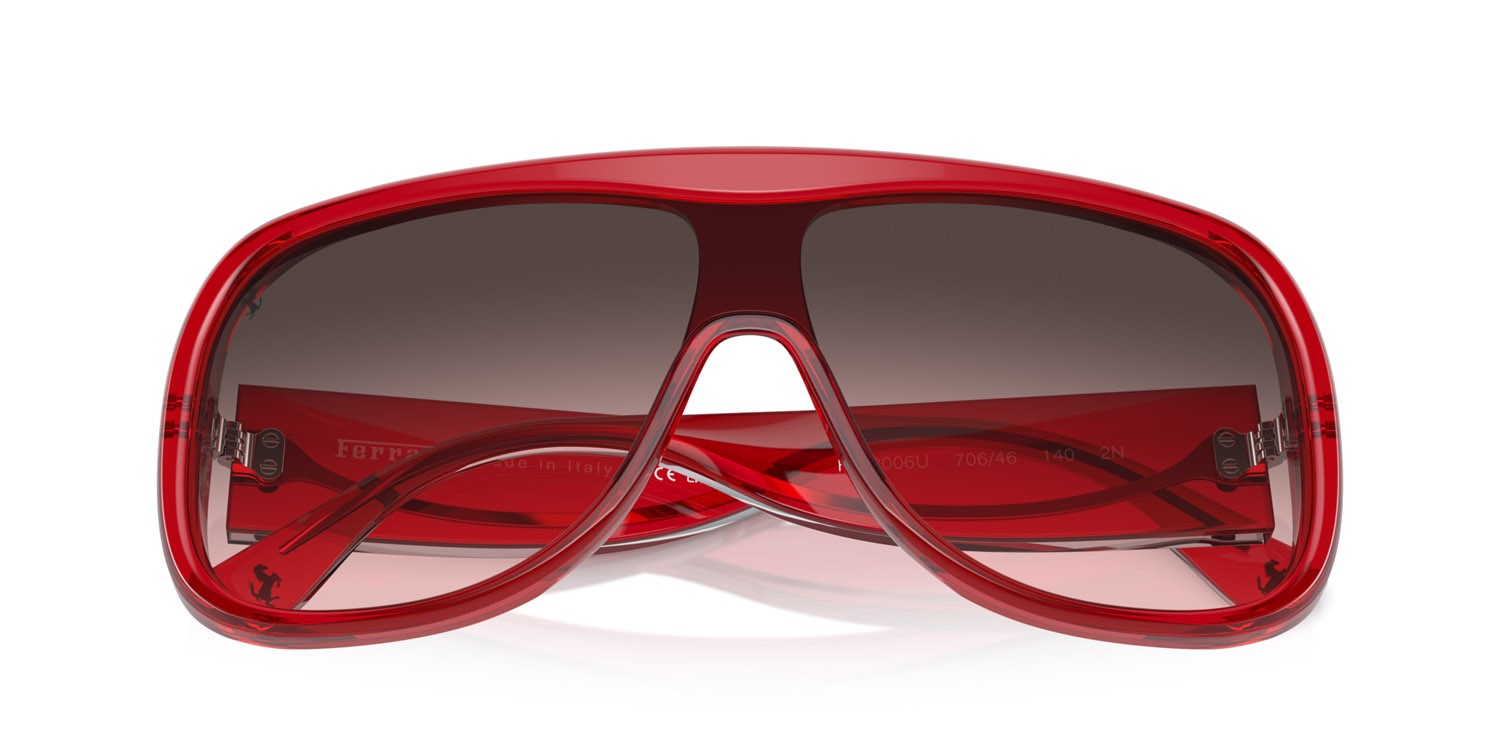Occhiali da sole Ferrari FH 2006U (706/46) colore rosso trasparente forma rettangolare lenti rosa sfumato rosso