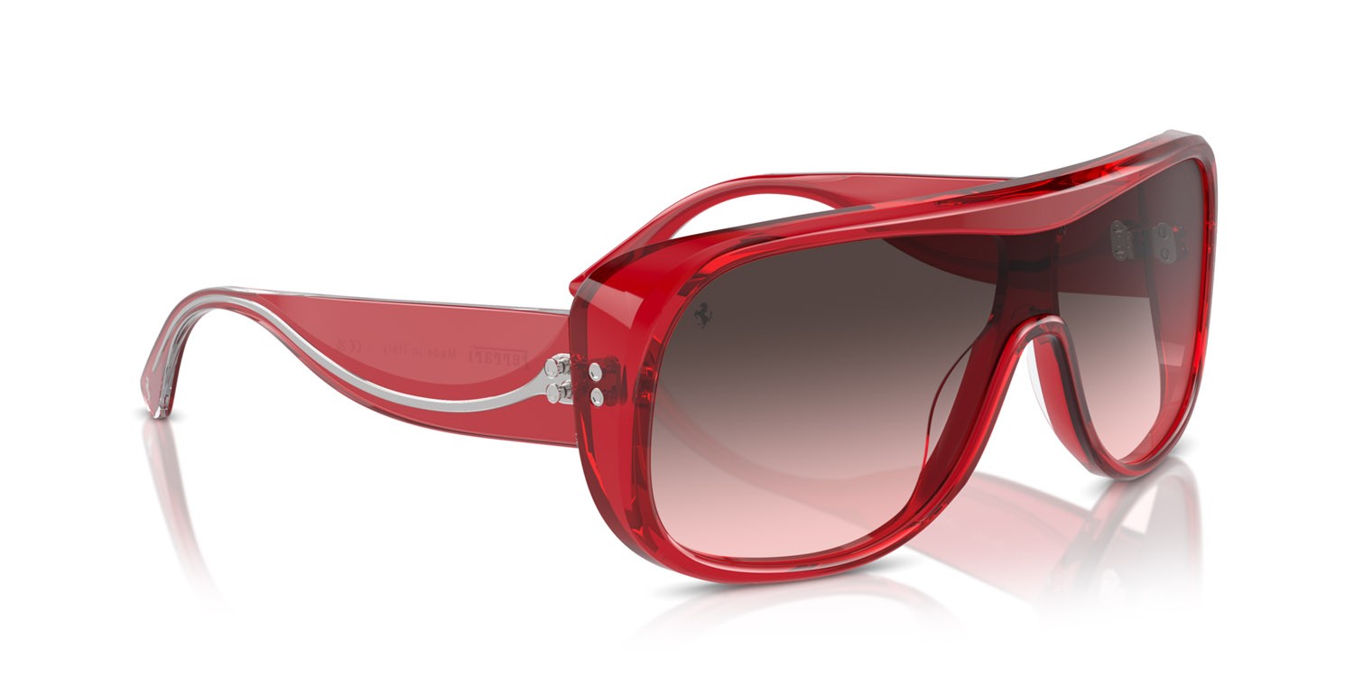Occhiali da sole Ferrari FH 2006U (706/46) colore rosso trasparente forma rettangolare lenti rosa sfumato rosso