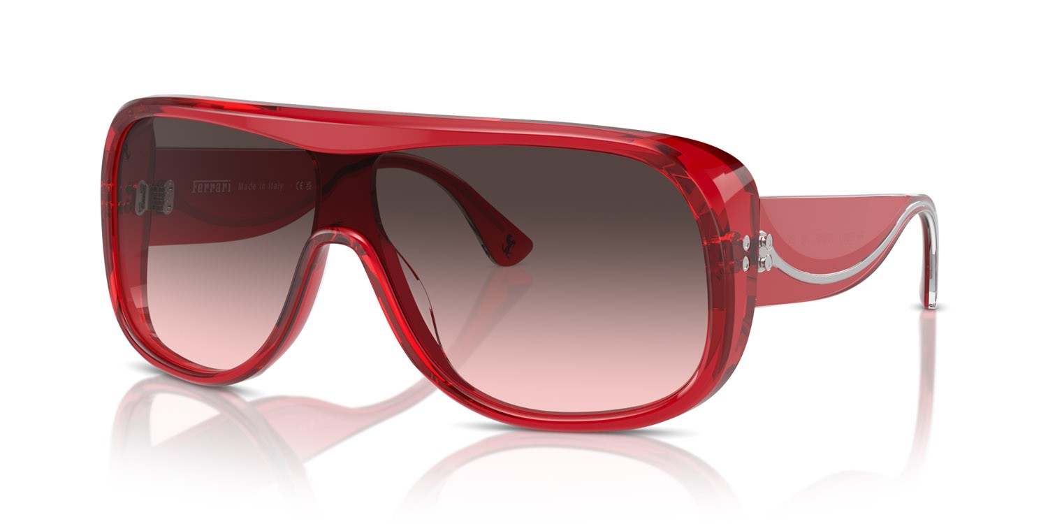 Occhiali da sole Ferrari FH 2006U (706/46) colore rosso trasparente forma rettangolare lenti rosa sfumato rosso