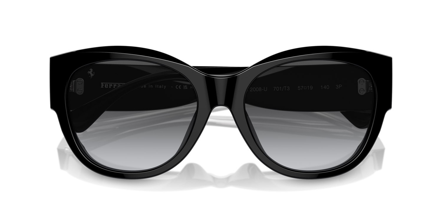 Occhiali da sole Ferrari FH 2008U (701/T3) colore nero forma quadrato lenti polarized grigia sfumata