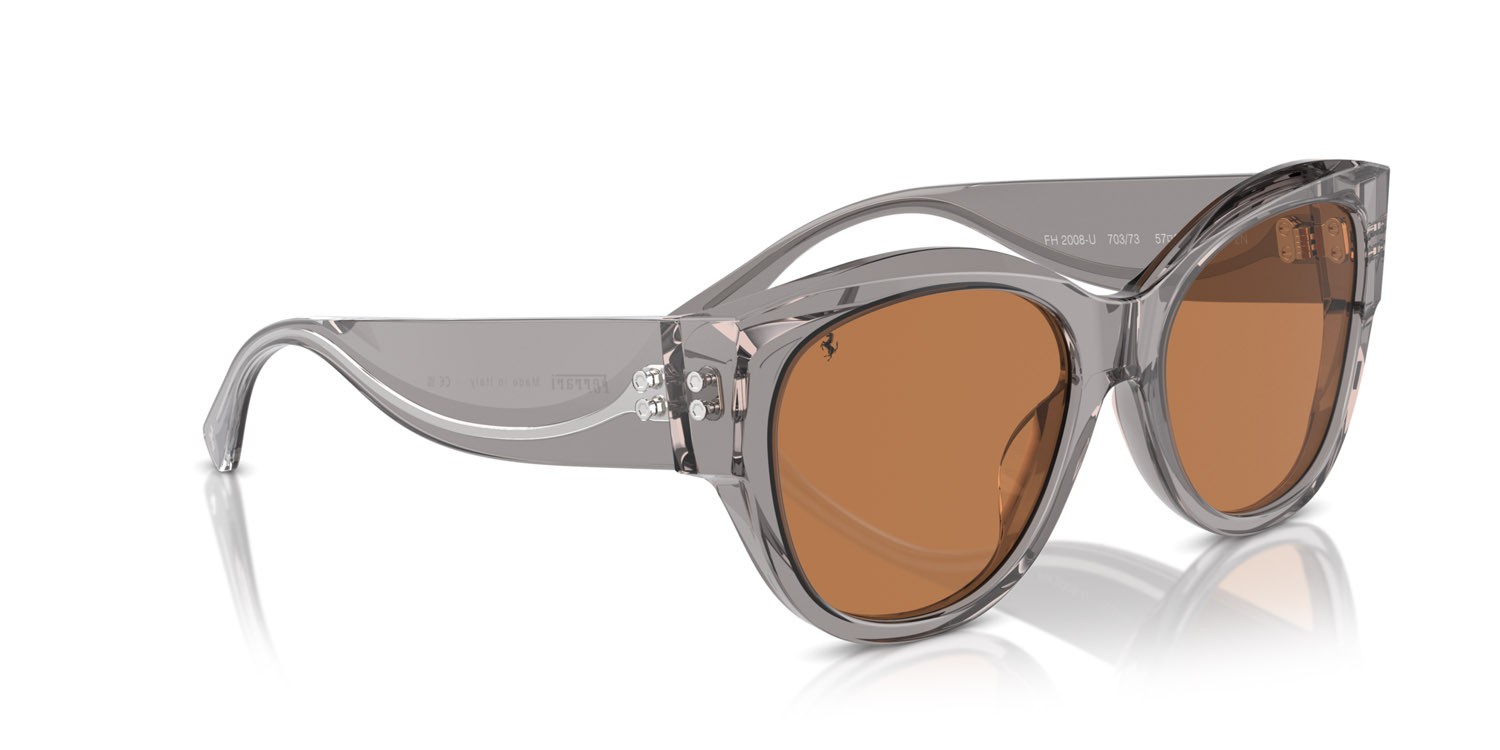 Occhiali da sole Ferrari FH 2008U (703/73) colore grigio trasparente forma quadrato lenti marrone