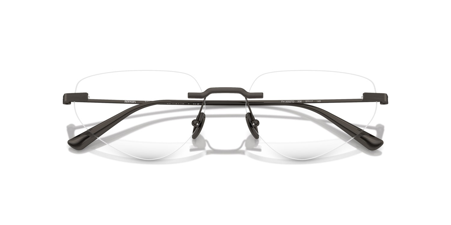 Occhiali da vista Ferrari FH 3002TD (306) colore gunmetal spazzolato forma irregolare lenti lente demo