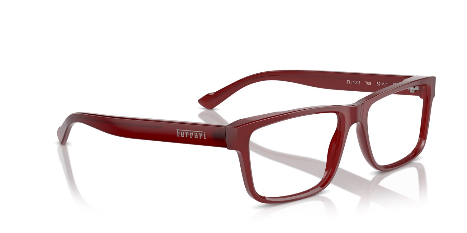 Occhiali da vista Ferrari FH 4001 (709) colore rosso trasparente forma rettangolare lenti lente demo