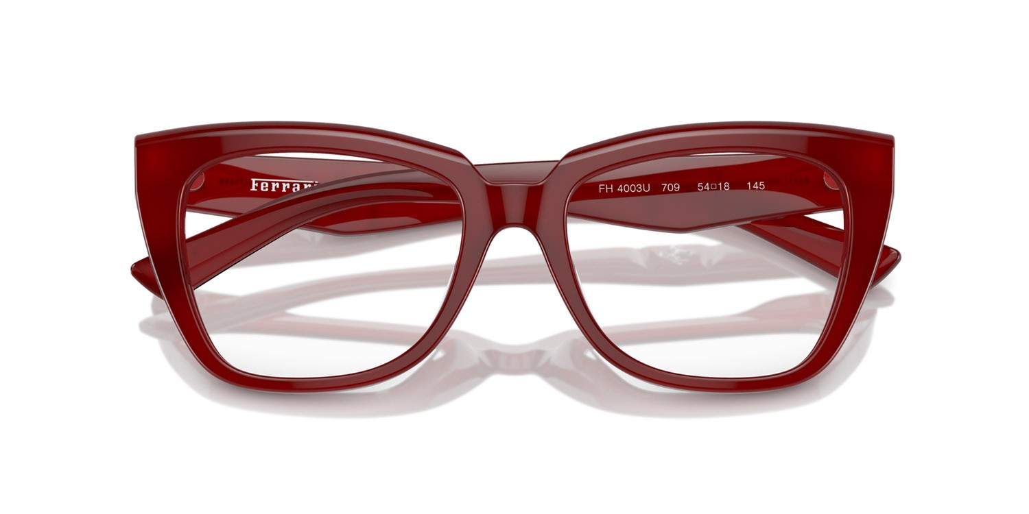 Occhiali da vista Ferrari FH 4003U (709) colore rosso trasparente forma quadrato lenti lente demo