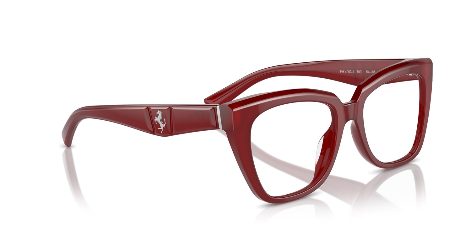 Occhiali da vista Ferrari FH 4003U (709) colore rosso trasparente forma quadrato lenti lente demo
