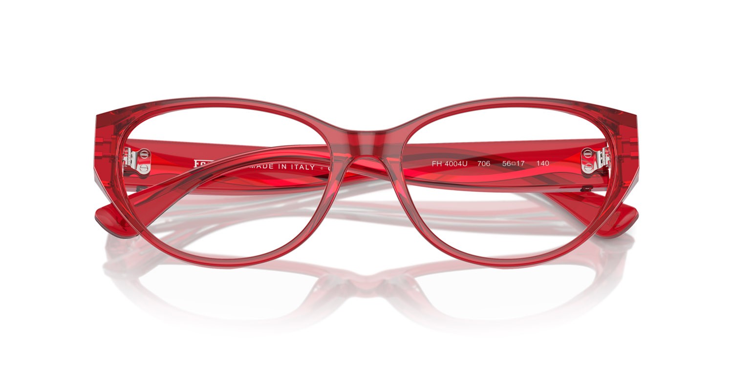 Occhiali da vista Ferrari FH 4004U (706) colore rosso forma cat eye lenti lente demo