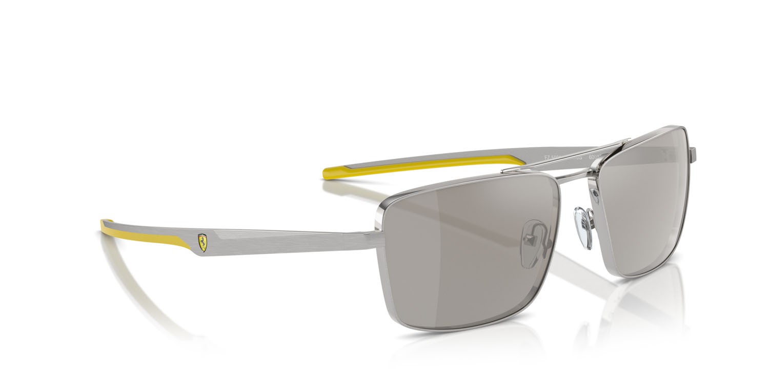 Occhiali da sole Ferrari Scuderia FZ 5001 (107/6G) colore argento spazzolato forma rettangolare lenti specchiata grigia