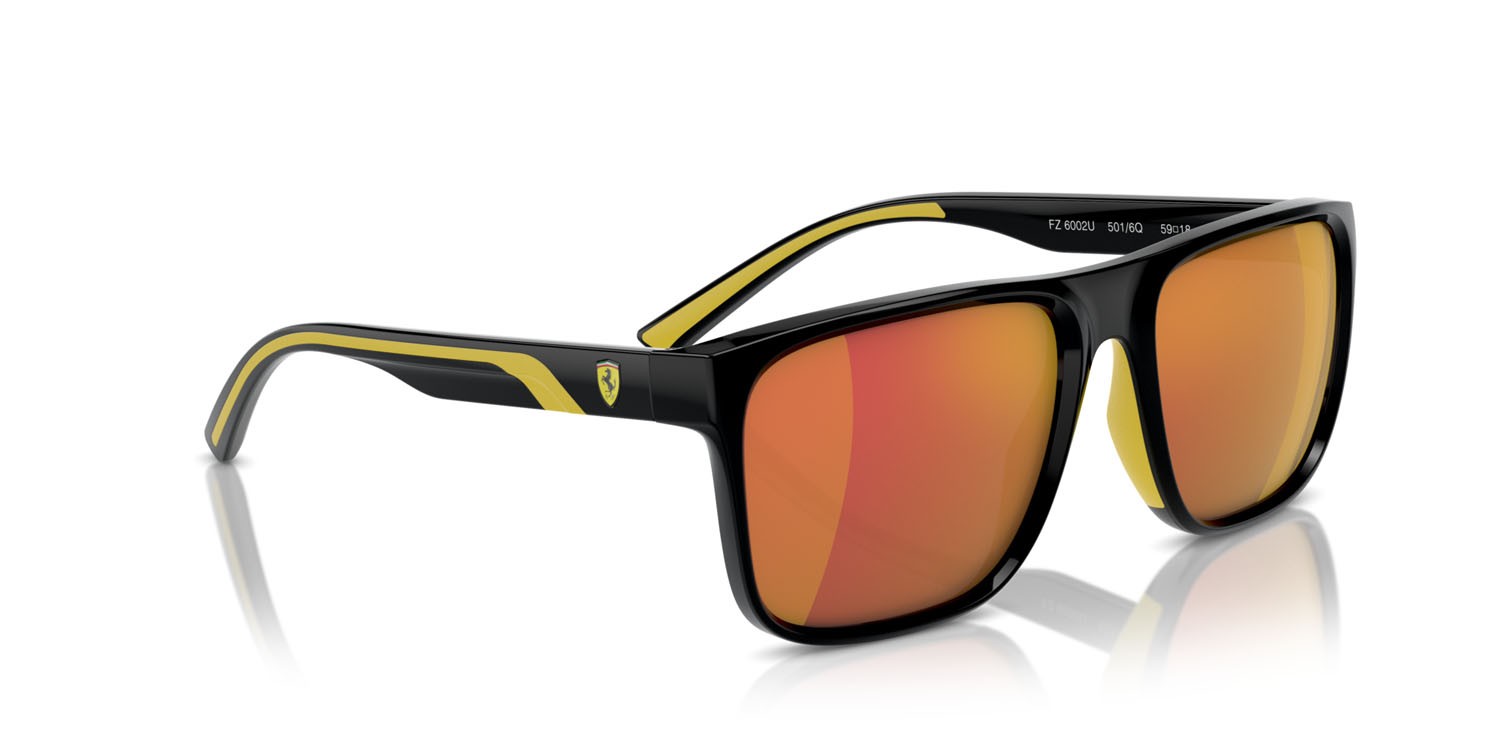 Occhiali da sole Ferrari Scuderia FZ 6002U (501/6Q) colore nero forma quadrato lenti mirror gold red