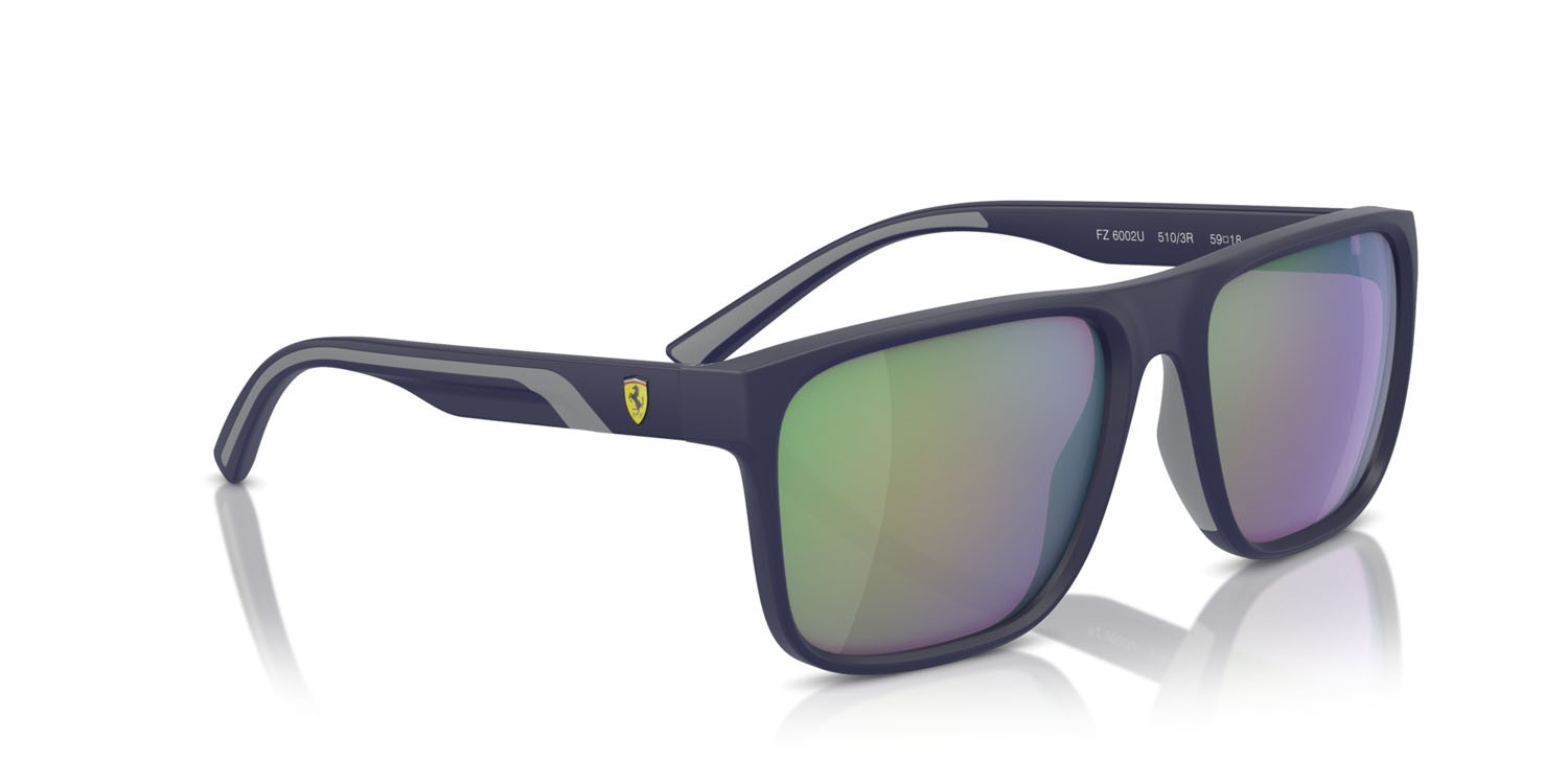 Occhiali da sole Ferrari Scuderia FZ 6002U (510/3R) colore blu opaco forma quadrato lenti green violet mirror