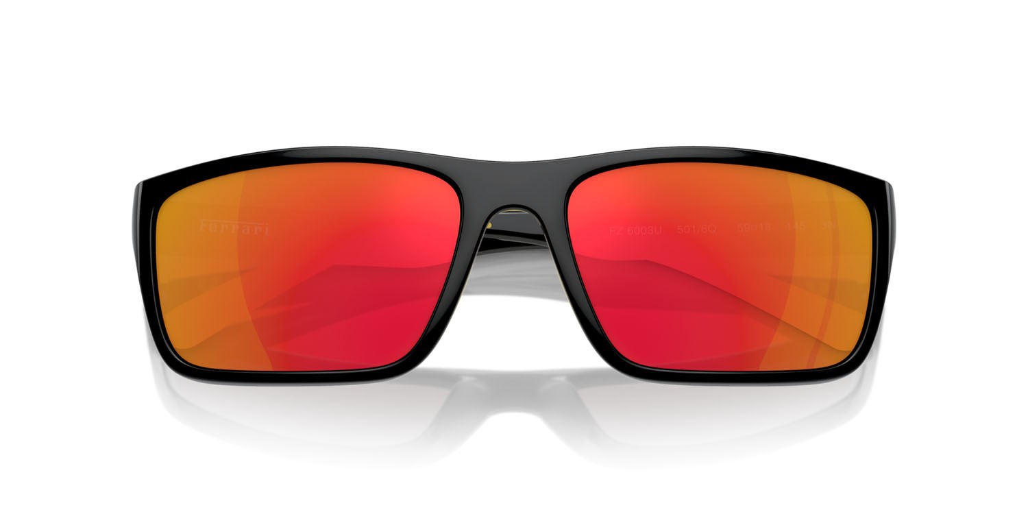 Occhiali da sole Ferrari Scuderia FZ 6003U (501/6Q) colore nero forma rettangolare lenti red gold mirror