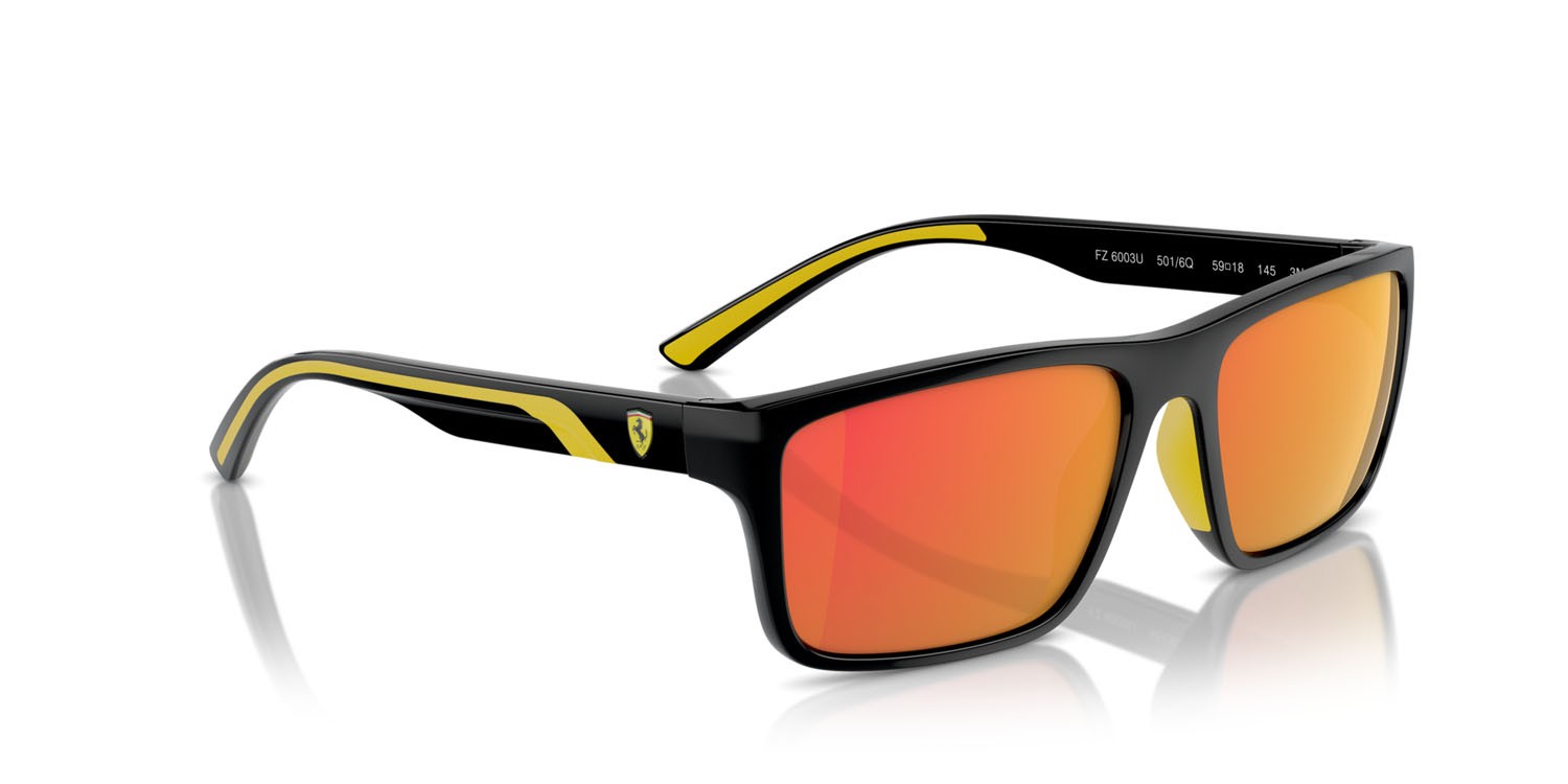Occhiali da sole Ferrari Scuderia FZ 6003U (501/6Q) colore nero forma rettangolare lenti red gold mirror