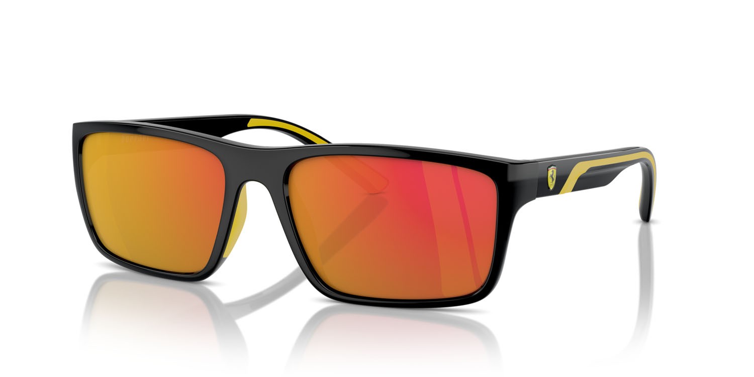 Occhiali da sole Ferrari Scuderia FZ 6003U (501/6Q) colore nero forma rettangolare lenti red gold mirror